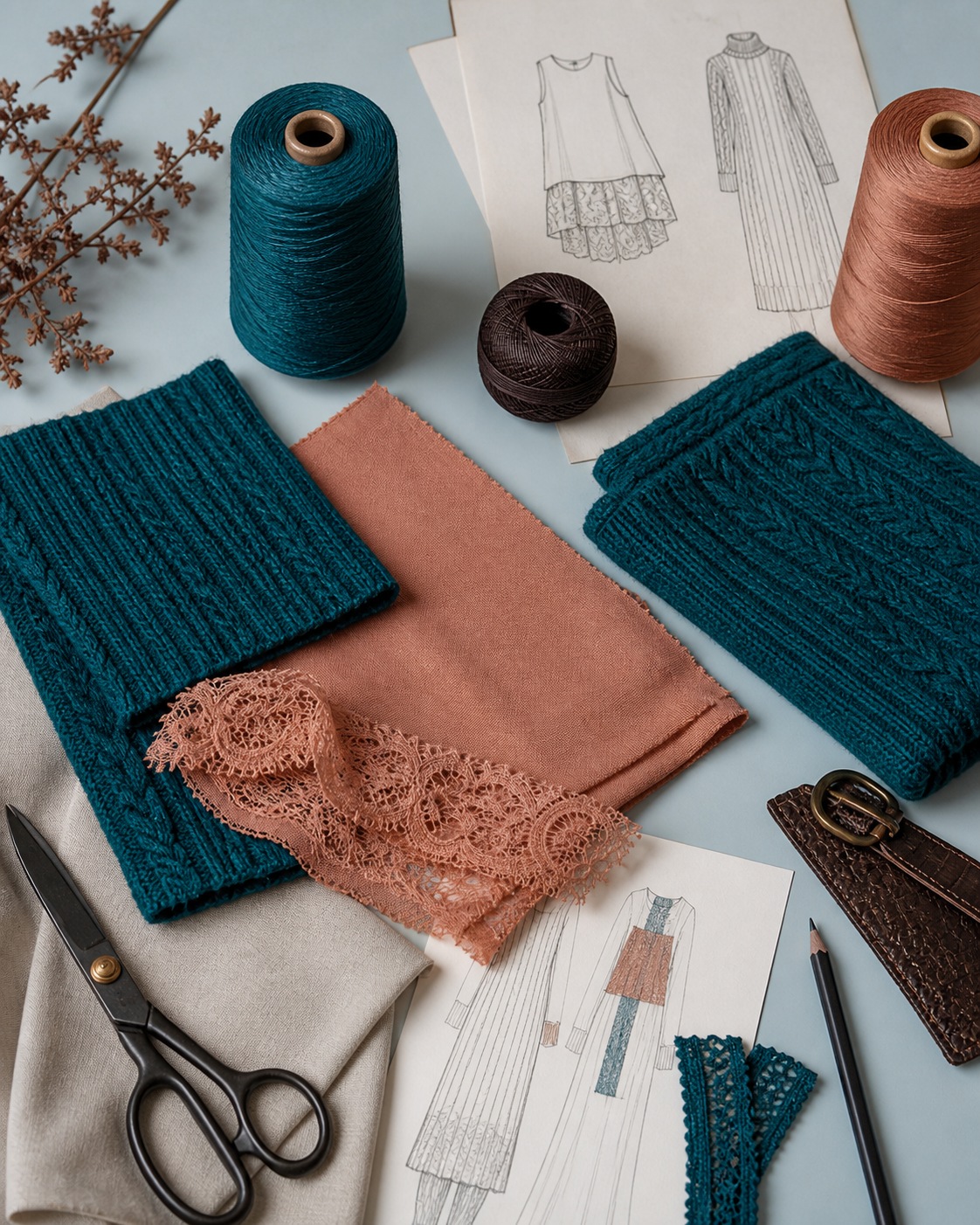 Élan Atelier malzeme, renk ve eskiz çalışma panosu