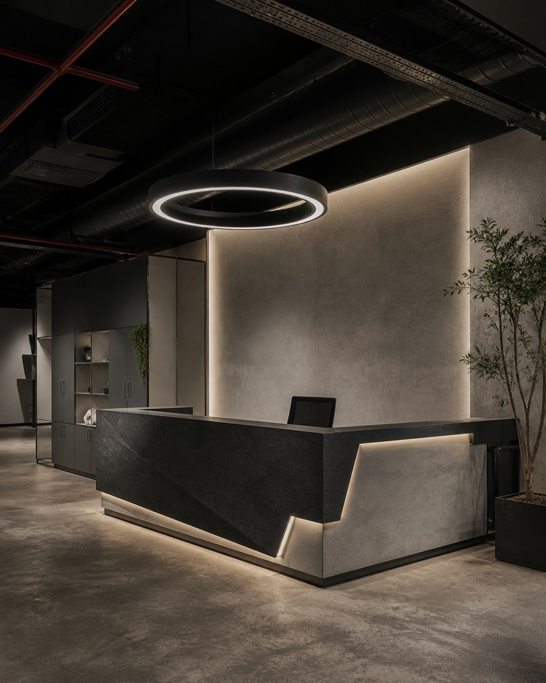 Woodworks bespoke reception desk from a new architectural angle